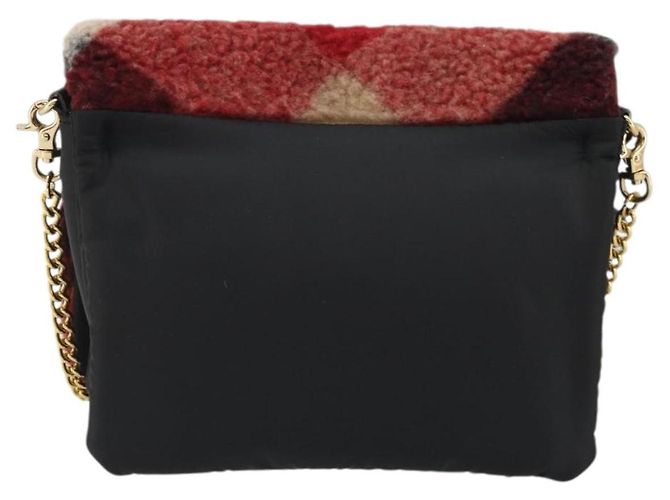 Autre Marque BORSO A SPALLA CB CHECK BLUE LABEL CRESTBRIDGE IN NYLON LANA ORO ROSSO Auth 174651A D'oro - vista 2