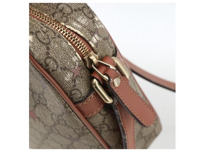 Gucci Borsa a Spalla GG Supreme PVC Beige Oro 233268 Auth YKZ260 D'oro - vista 10