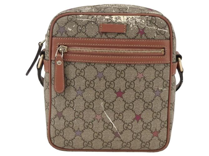 Gucci Borsa a Spalla GG Supreme PVC Beige Oro 233268 Auth YKZ260 D'oro - vista 13