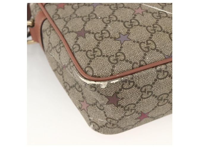 Gucci Borsa a Spalla GG Supreme PVC Beige Oro 233268 Auth YKZ260 D'oro - vista 14