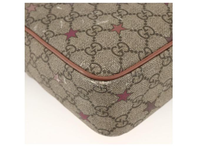 Gucci Borsa a Spalla GG Supreme PVC Beige Oro 233268 Auth YKZ260 D'oro - vista 16
