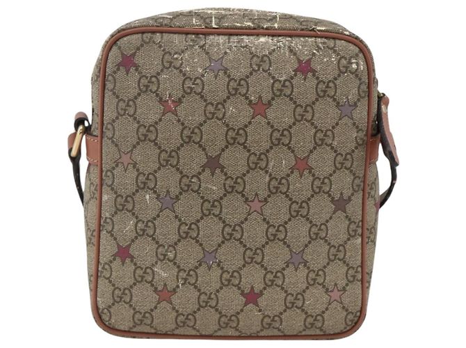 Gucci Borsa a Spalla GG Supreme PVC Beige Oro 233268 Auth YKZ260 D'oro - vista 2
