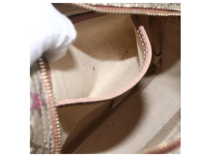 Gucci Borsa a Spalla GG Supreme PVC Beige Oro 233268 Auth YKZ260 D'oro - vista 20