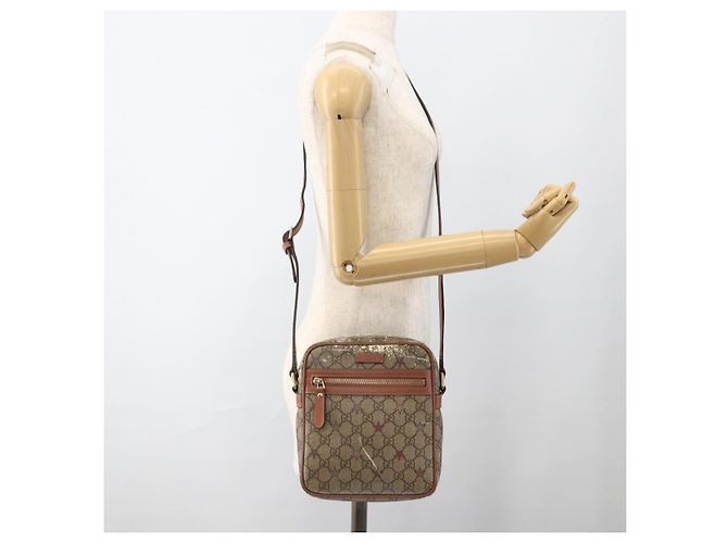 Gucci Borsa a Spalla GG Supreme PVC Beige Oro 233268 Auth YKZ260 D'oro - vista 22