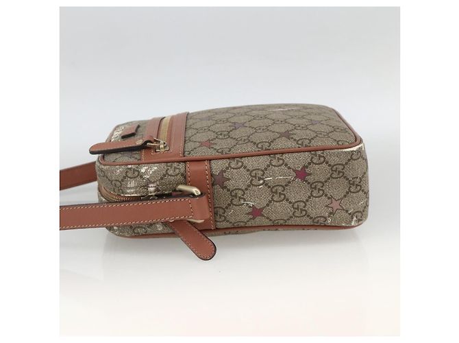 Gucci Borsa a Spalla GG Supreme PVC Beige Oro 233268 Auth YKZ260 D'oro - vista 3
