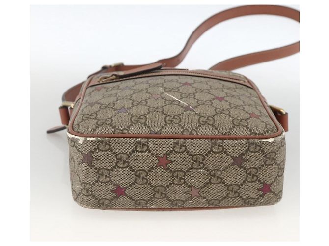 Gucci Borsa a Spalla GG Supreme PVC Beige Oro 233268 Auth YKZ260 D'oro - vista 5