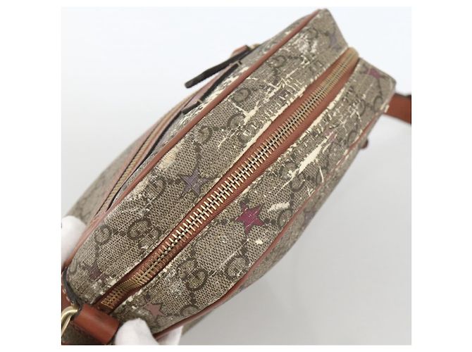 Gucci Borsa a Spalla GG Supreme PVC Beige Oro 233268 Auth YKZ260 D'oro - vista 6