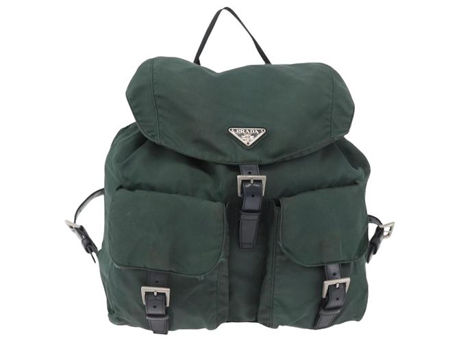 Zaino PRADA in nylon verde argento Auth BSZ500 - vista 13