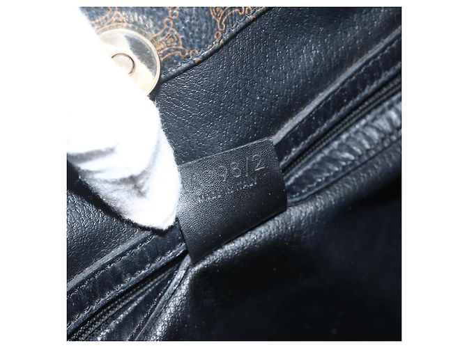Céline Borsa tote in tela Macadam CELINE in pelle PVC nera e oro Auth YKZ828A Nero D'oro - vista 12