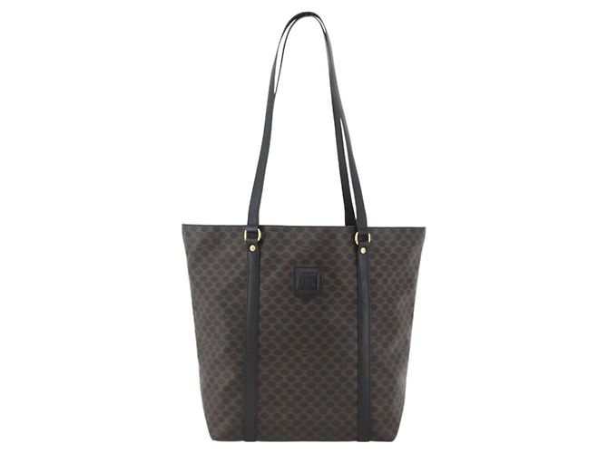 Céline Borsa tote in tela Macadam CELINE in pelle PVC nera e oro Auth YKZ828A Nero D'oro - vista 13