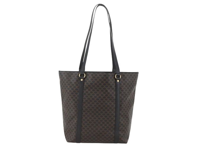 Céline Borsa tote in tela Macadam CELINE in pelle PVC nera e oro Auth YKZ828A Nero D'oro - vista 2