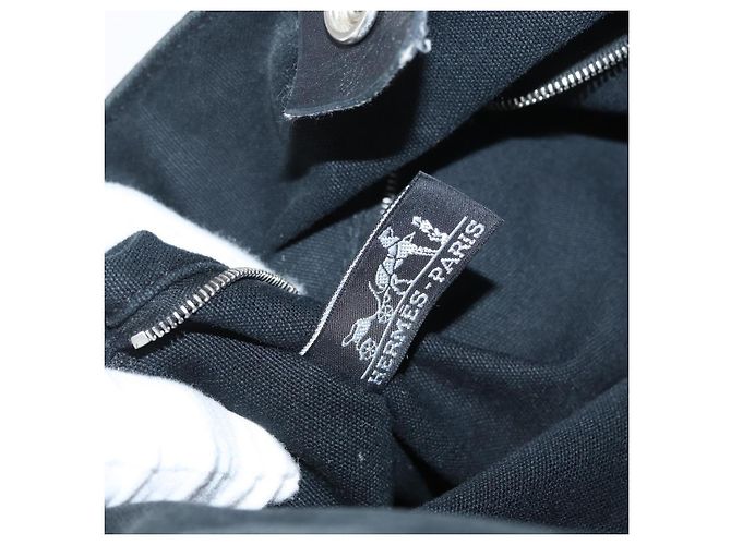 Hermès HERMES Borsa a Mano Trocha Horizontal Zonal MM in Tela Nera Auth ARZ908 Nero - vista 11