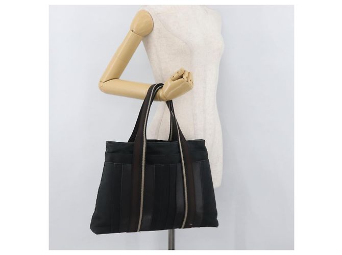 Hermès HERMES Borsa a Mano Trocha Horizontal Zonal MM in Tela Nera Auth ARZ908 Nero - vista 22