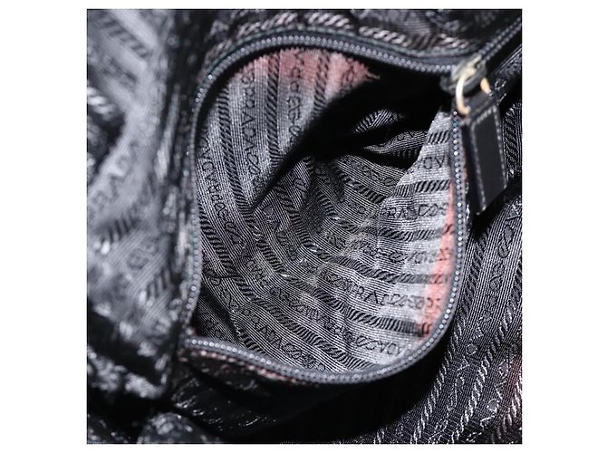 Borsa a spalla PRADA in nylon nero argento autentica am11267 - vista 10