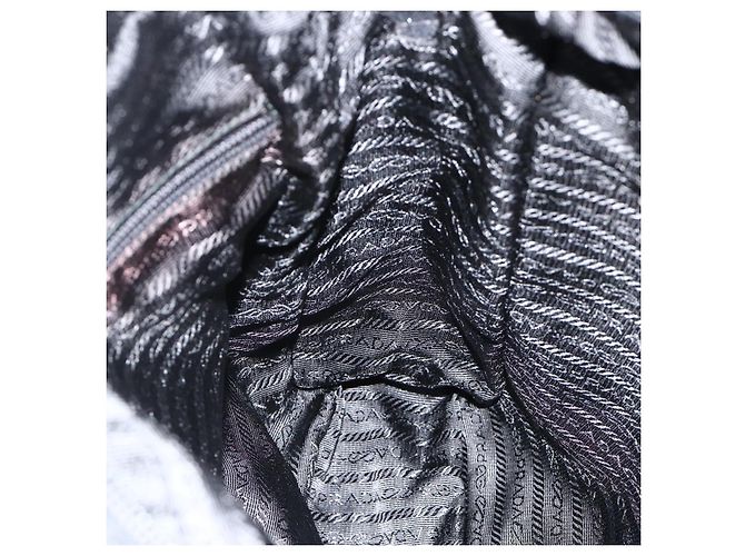 Borsa a spalla PRADA in nylon nero argento autentica am11267 - vista 21