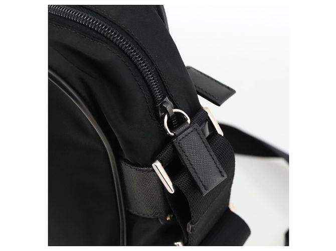 Borsa a spalla PRADA in nylon nero argento autentica am11267 - vista 8
