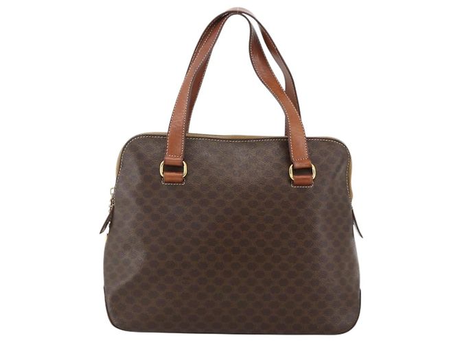 Céline Borsa a mano in tela Macadam CELINE in pelle PVC marrone oro Auth YKZ1026 D'oro - vista 13