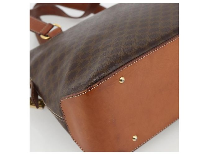 Céline Borsa a mano in tela Macadam CELINE in pelle PVC marrone oro Auth YKZ1026 D'oro - vista 14