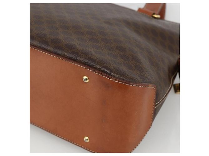 Céline Borsa a mano in tela Macadam CELINE in pelle PVC marrone oro Auth YKZ1026 D'oro - vista 15