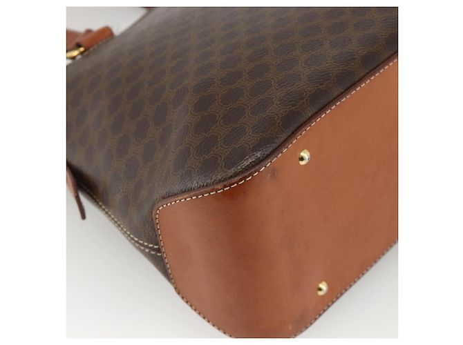 Céline Borsa a mano in tela Macadam CELINE in pelle PVC marrone oro Auth YKZ1026 D'oro - vista 16