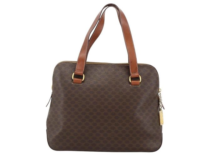 Céline Borsa a mano in tela Macadam CELINE in pelle PVC marrone oro Auth YKZ1026 D'oro - vista 2