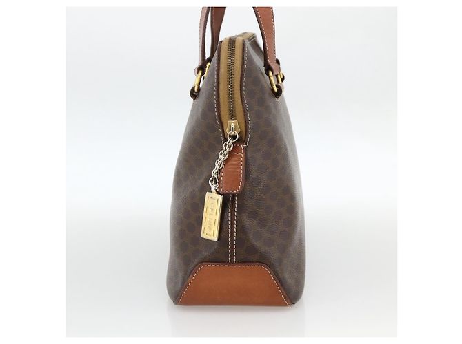Céline Borsa a mano in tela Macadam CELINE in pelle PVC marrone oro Auth YKZ1026 D'oro - vista 3