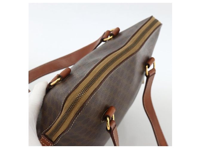 Céline Borsa a mano in tela Macadam CELINE in pelle PVC marrone oro Auth YKZ1026 D'oro - vista 6