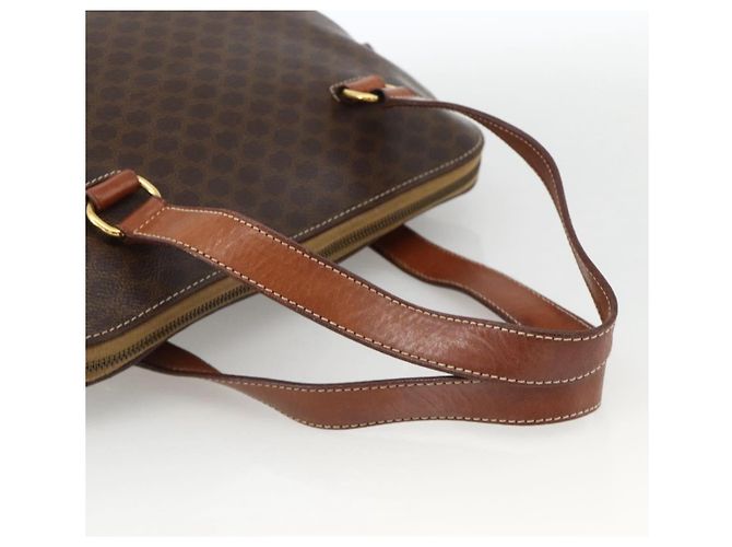 Céline Borsa a mano in tela Macadam CELINE in pelle PVC marrone oro Auth YKZ1026 D'oro - vista 7