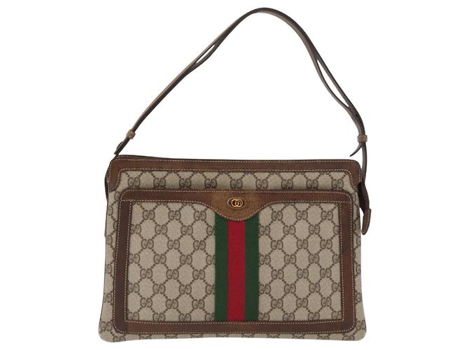 Bolso Sherry Line GG Supreme Web de GUCCI en PVC beige y dorado 001 16 4085 Auth 174411 - vista 13
