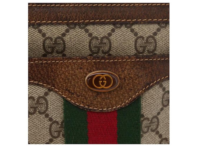 Bolso Sherry Line GG Supreme Web de GUCCI en PVC beige y dorado 001 16 4085 Auth 174411 - vista 17