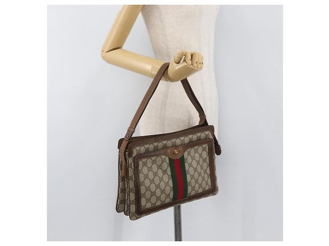 Bolso Sherry Line GG Supreme Web de GUCCI en PVC beige y dorado 001 16 4085 Auth 174411 - vista 27
