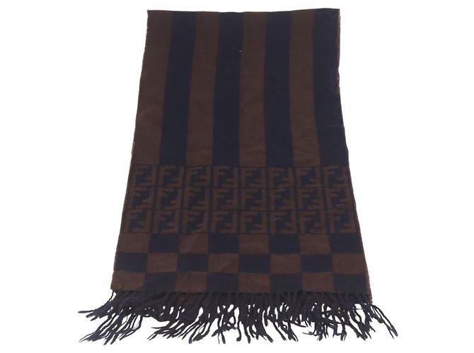 FENDI Zucca Schal Wolle Braun Auth 174662 - Ansicht 3