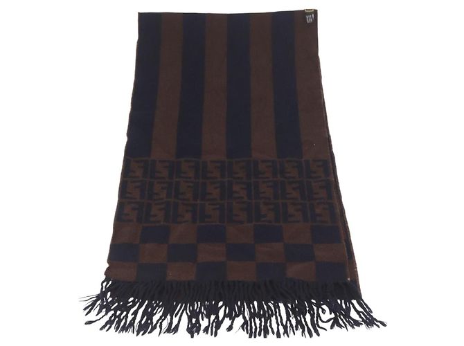 FENDI Zucca Schal Wolle Braun Auth 174662 - Ansicht 4