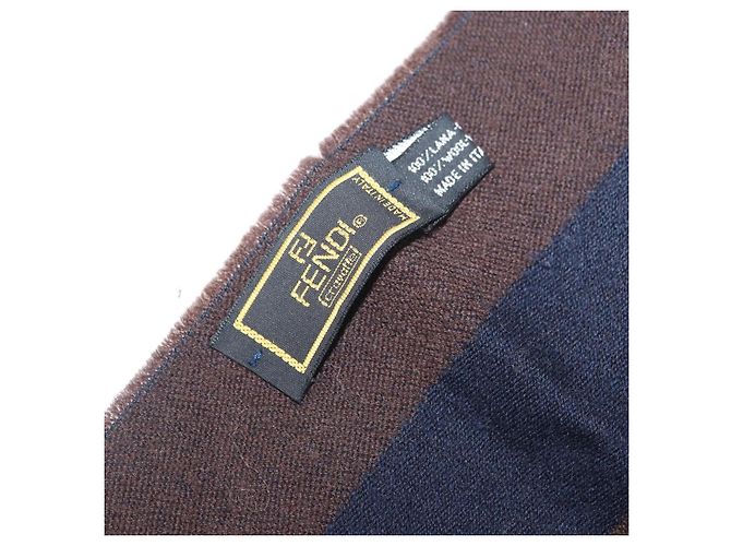 FENDI Zucca Schal Wolle Braun Auth 174662 - Ansicht 6