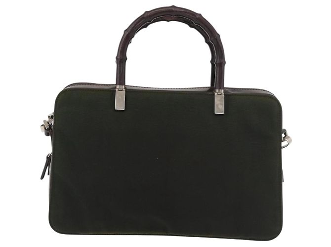 Borsa a mano in nylon Gucci Bamboo 2 vie verde argento autentica hk3678 - vista 13