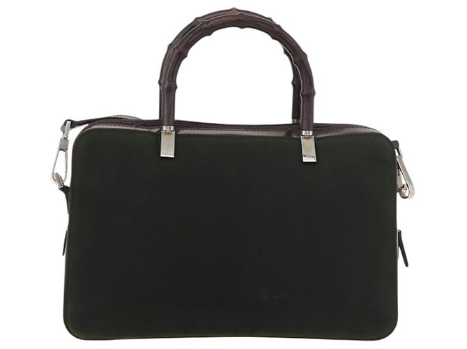 Borsa a mano in nylon Gucci Bamboo 2 vie verde argento autentica hk3678 - vista 2