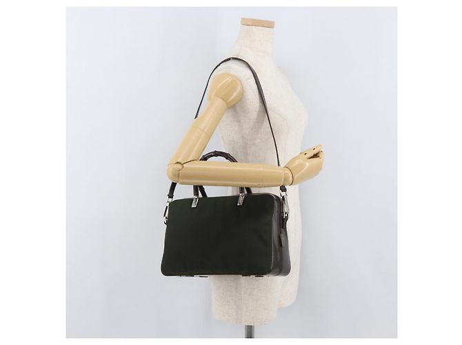 Borsa a mano in nylon Gucci Bamboo 2 vie verde argento autentica hk3678 - vista 25