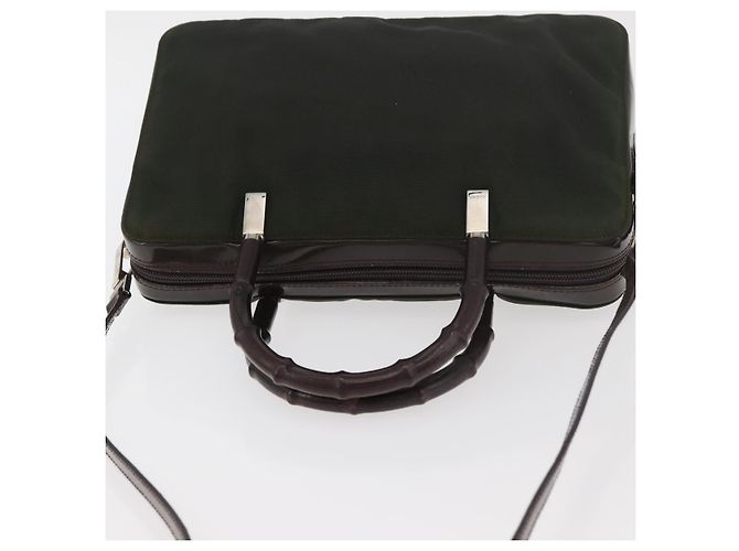 Borsa a mano in nylon Gucci Bamboo 2 vie verde argento autentica hk3678 - vista 6