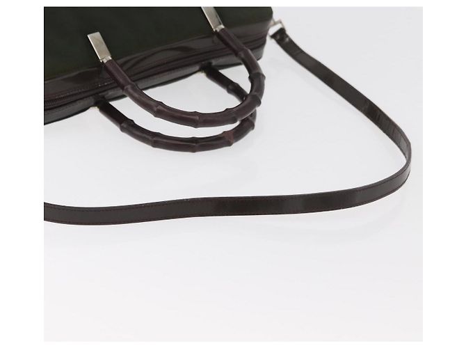 Borsa a mano in nylon Gucci Bamboo 2 vie verde argento autentica hk3678 - vista 8