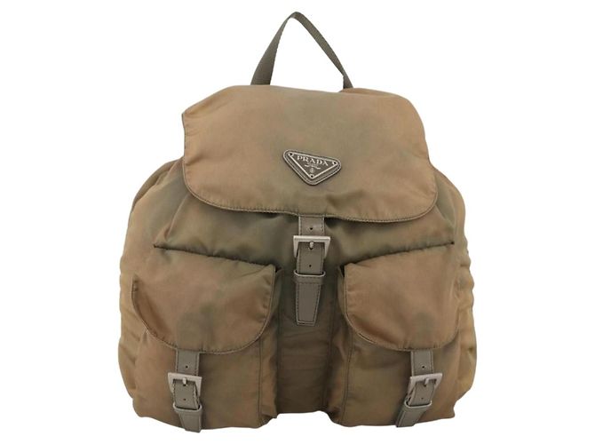 PRADA Backpack Nylon Khaki Silver Auth YKZ1086 Silvery - view 13