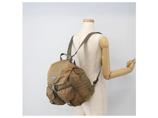 PRADA Backpack Nylon Khaki Silver Auth YKZ1086 Silvery - view 26