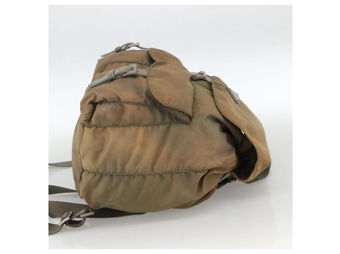 PRADA Backpack Nylon Khaki Silver Auth YKZ1086 Silvery - view 4