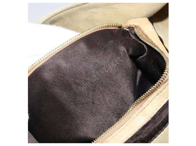 Borsa a Spalla FENDI Mamma Baguette in Camoscio Beige Oro Auth ARZ775 D'oro - vista 12