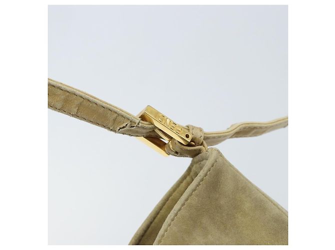 Borsa a Spalla FENDI Mamma Baguette in Camoscio Beige Oro Auth ARZ775 D'oro - vista 17