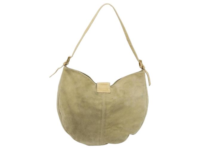 Borsa a Spalla FENDI Mamma Baguette in Camoscio Beige Oro Auth ARZ775 D'oro - vista 2