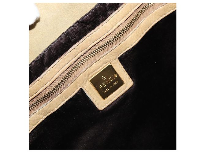 Borsa a Spalla FENDI Mamma Baguette in Camoscio Beige Oro Auth ARZ775 D'oro - vista 20
