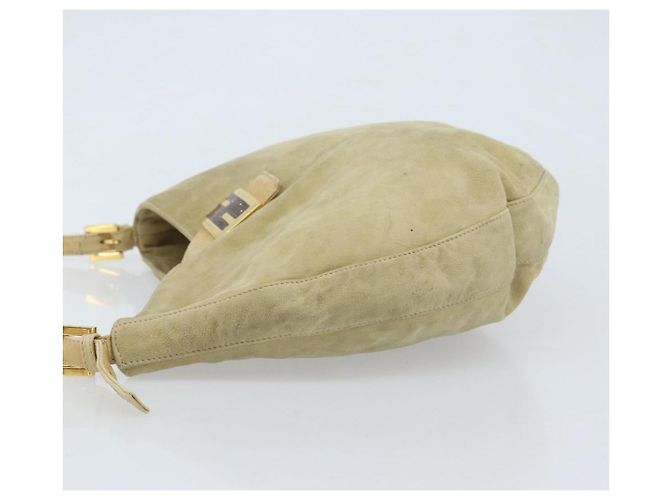 Borsa a Spalla FENDI Mamma Baguette in Camoscio Beige Oro Auth ARZ775 D'oro - vista 4