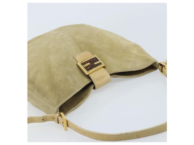 Borsa a Spalla FENDI Mamma Baguette in Camoscio Beige Oro Auth ARZ775 D'oro - vista 6