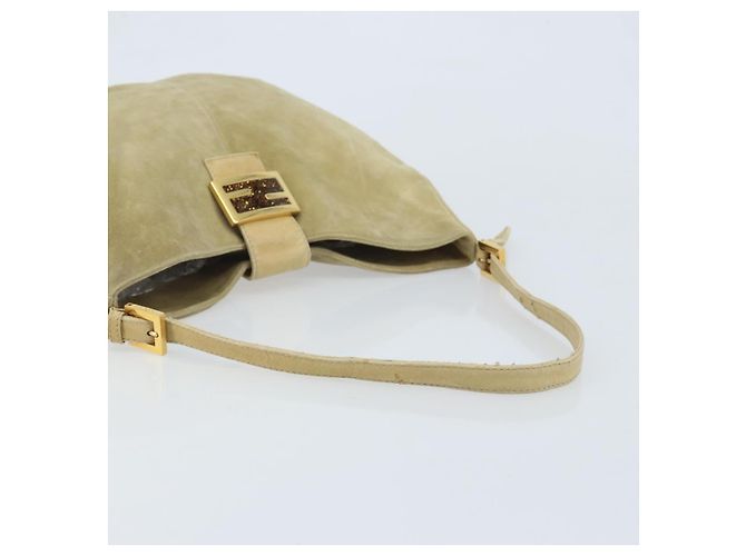 Borsa a Spalla FENDI Mamma Baguette in Camoscio Beige Oro Auth ARZ775 D'oro - vista 7