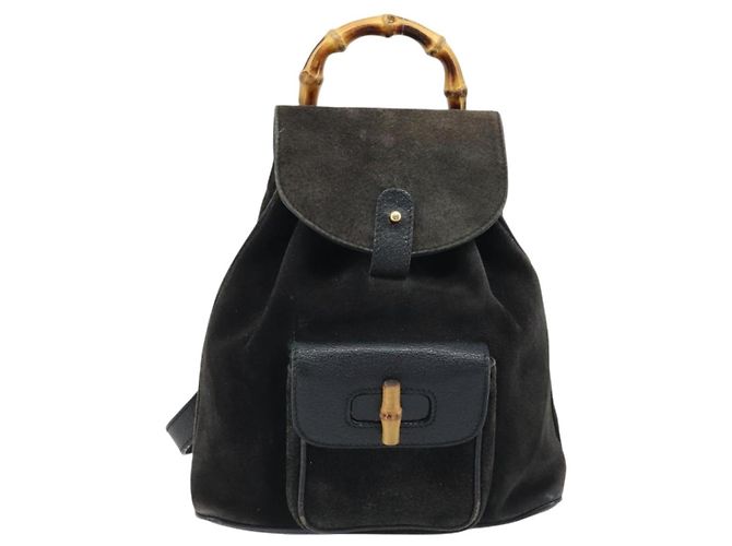 Bamboo Zaino in Bambù GUCCI Camoscio Nero Oro 003 1956 0030 Auth th6639 D'oro - vista 13